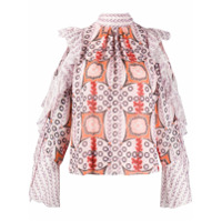 Temperley London Blusa de seda com padronagem abstrata - Rosa