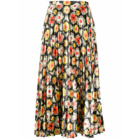 Temperley London Saia com pregas e estampa em crochê - Preto