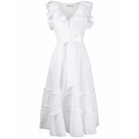 Temperley London Vestido com babados e bordado - Branco