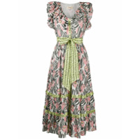 Temperley London Vestido com babados e estampa Reed - Branco