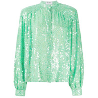The Attico Blusa de seda com gola mandarim e aplicações - Verde