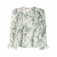 The Great. Blusa com estampa floral e acabamento de babados - Neutro