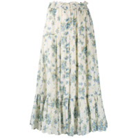 The Great. Saia com amarração e estampa floral - Neutro