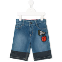 The Marc Jacobs Kids Bermuda jeans com patchwork e logo - Azul