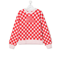 The Marc Jacobs Kids checked knit jumper with logo - Vermelho