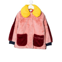 The Marc Jacobs Kids multicolour faux fur collared coat - Vermelho