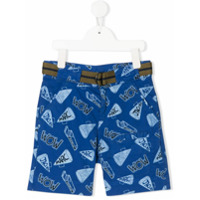 The Marc Jacobs Kids Short com cinto e estampa de logo - Azul