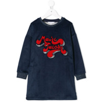 The Marc Jacobs Kids velour logo sweatshirt dress - Azul
