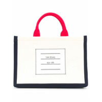 Thom Browne Bolsa tote quadrada com tag de nome - Branco