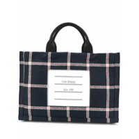 Thom Browne Bolsa tote xadrez com detalhe de 4 listras - Azul