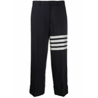 Thom Browne Calça pantacourt reta com 4 listras - Azul