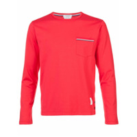 Thom Browne Camiseta mangas longas com bolso no busto - Vermelho