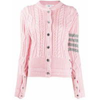 Thom Browne Cardigan de tricô com detalhe de 4 listras - Rosa