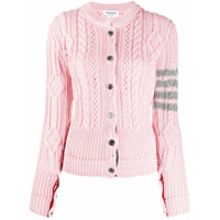 Thom Browne Cardigan de tricô com detalhe de 4 listras - Rosa