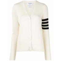 Thom Browne Cardigan gola V com mesh - 100 WHITE