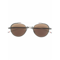 Thom Browne Eyewear Óculos de sol arredondado banhado a ouro - Preto