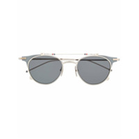 Thom Browne Eyewear Óculos de sol redondo Clubmaster - Prateado