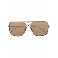 Thom Browne Eyewear Óculos de sol retangular oversized - Preto