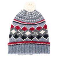 Thom Browne Gorro com padronagem jacquard e pompom - Cinza