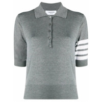 Thom Browne merino polo top with stripe detail - Cinza