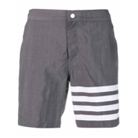 Thom Browne Shorts de banho com detalhe de listras '4-bar' - Cinza