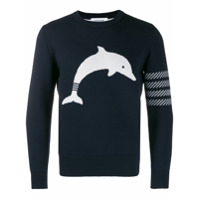 Thom Browne Suéter Dolphin Icon gola careca - Azul