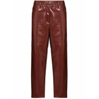 Tibi Calça cropped com efeito envernizado - Marrom