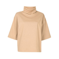 Tibi roll-neck short sleeved sweatshirt - Marrom