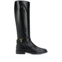 Tod's Bota cano longo com placa de logo - Preto