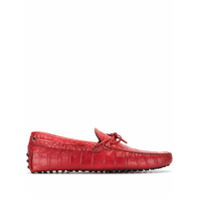 Tod's Mocassim com efeito pele de crocodilo - Vermelho