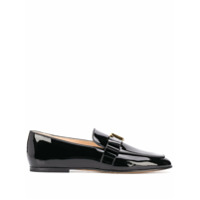 Tod's Mocassim com placa de logo e efeito de brilho - Preto