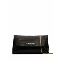Tom Ford Clutch com efeito pele de crocodilo e placa de logo - Preto