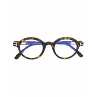 Tom Ford Eyewear Armação de óculos redonda com efeito tartaruga - Marrom