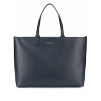 Tommy Hilfiger Bolsa tote de couro com fecho - Azul