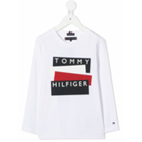 Tommy Hilfiger Junior Blusa mangas longas com estampa de logo - Branco