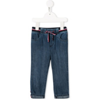 Tommy Hilfiger Junior Calça jeans reta listrada - Azul