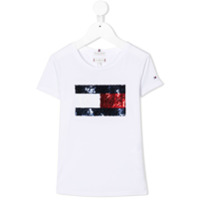 Tommy Hilfiger Junior Camiseta decote careca com aplicação de paetês - YBR