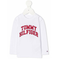 Tommy Hilfiger Junior Camiseta mangas longas com estampa de logo - Branco