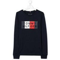 Tommy Hilfiger Junior Moletom decote careca com estampa de logo - Azul