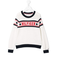 Tommy Hilfiger Junior Suéter de tricô com logo - Branco