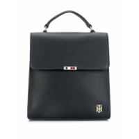 Tommy Hilfiger Mochila com aba monogramada - Preto