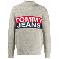 Tommy Jeans Suéter gola alta com logo - Cinza