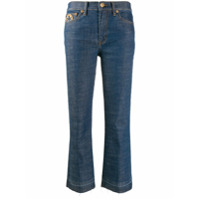 Tory Burch Calça mom jeans com logo em patch - Azul