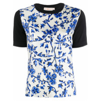 Tory Burch Camiseta de seda com estampa floral - Azul