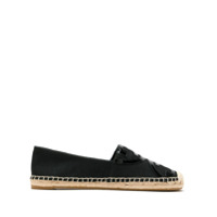 Tory Burch Espadrille Poppy recortes em couro - Preto