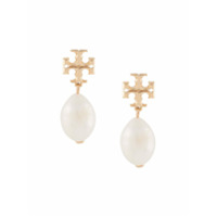 Tory Burch Par de brincos com logo - Dourado
