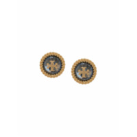 Tory Burch Par de brincos monogramados com logo - Dourado