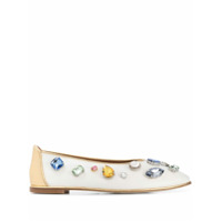 Tory Burch Sapatilha bico arredondado com aplicação de pedras - Branco