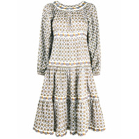 Tory Burch Vestido com mangas bufantes e estampa de medalhão - Branco