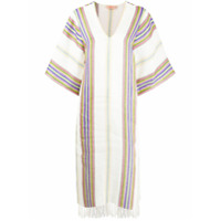 Tory Burch Vestido kaftan com listras - Branco